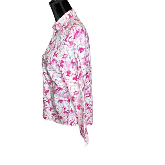 Charles Tyrwhitt Button Down Top Womens Size 8 Pink White Floral Long Sleeves - Picture 4 of 15